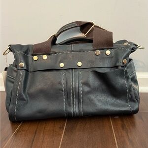 Mellow World Black Satchel with Gold Accents